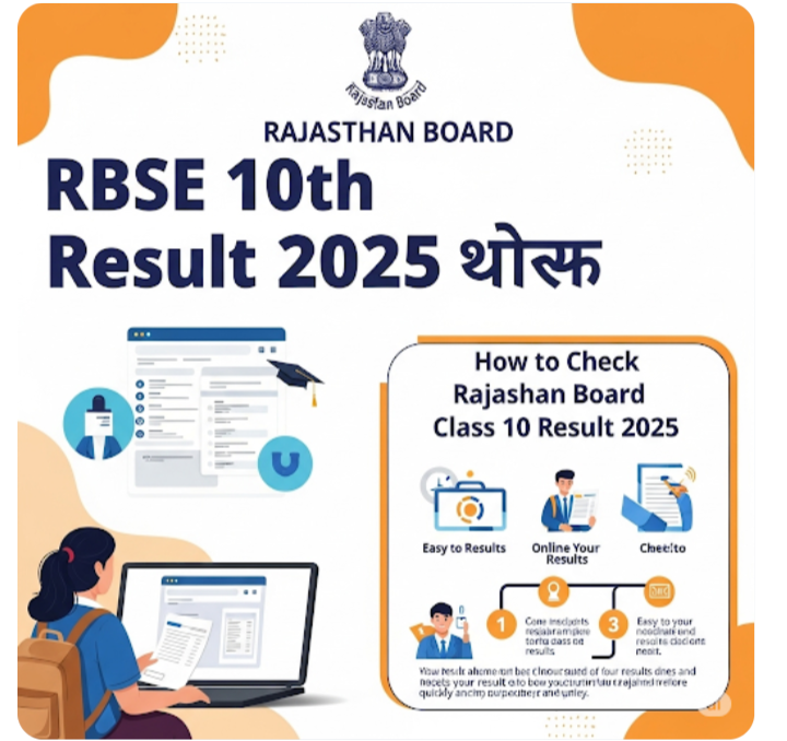 RBSE 10th Result 2025 घोषित - ऐसे करें अपना रिजल्ट चेक | How to Check Rajasthan Board Class 10 Result 2025